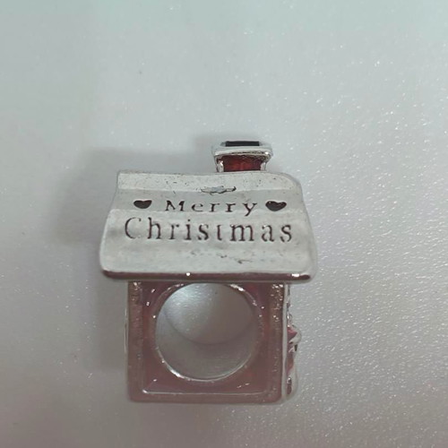 Christmas silver charm house with enamel, like new
