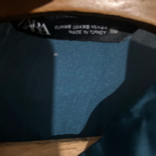 Zara satin-type petrol dress like new without belt