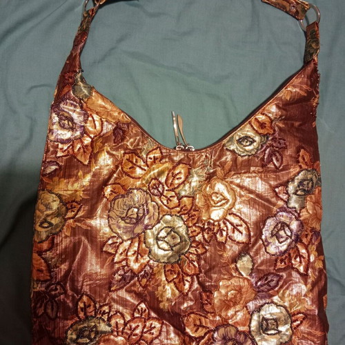 Women's shoulder bag like new, fabric with beads decoration