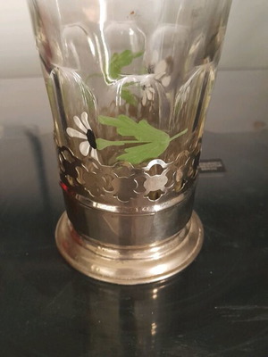 Painted glass with metal base vintage style