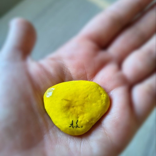 Handpainted Decorative Painted Pebble with Magnet, New