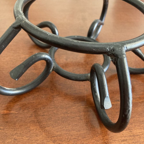Handcrafted black wrought iron 5-leg plant stand