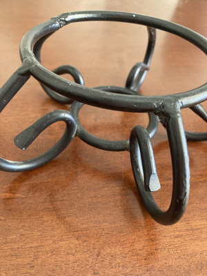 Handcrafted black wrought iron 5-leg plant stand