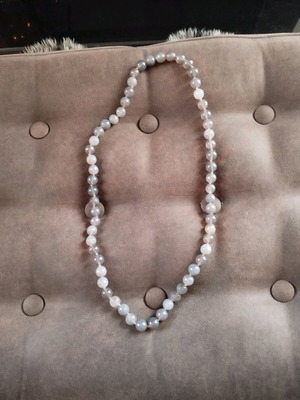 Necklace with microcrystalline beads from blue gray quartz 35cm like new