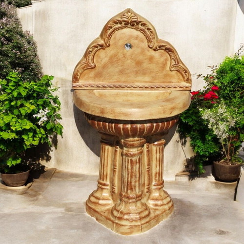 Hana Garden Concrete Outdoor Fountain Beige and Brown, New
