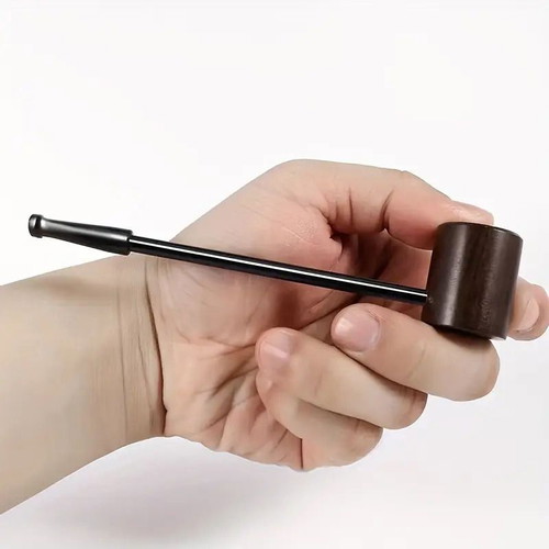 Smoking pipe wood/metal modern brown with free stand base