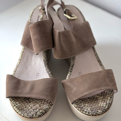 Stonefly Brown Snake Print Platform Sandals New