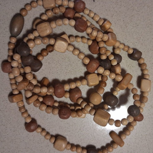 Wooden necklace with earth tone beads