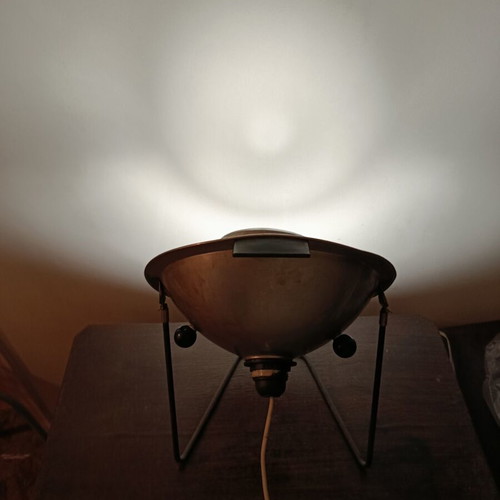 Handmade table lamp with adjustable aluminum spotlight
