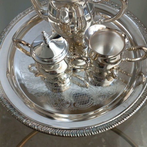 Silver-plated miniature tea set new in its box