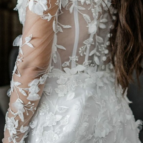 Constantino bridal wedding dress with detachable sleeves and veil