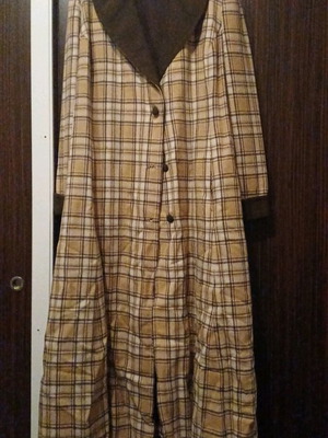 Mid-length checked coat like new, beige and brown