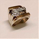  ασημένιο δαχτυλίδι με χρυσές λεπτομέρειες