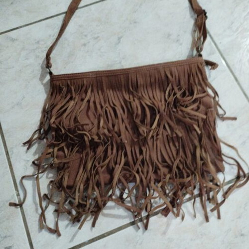 Suede bag with fringes brown new H&M crossbody