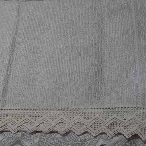 Pique Blanket summer with handmade knitted lace like new, 1.88x1.90m
