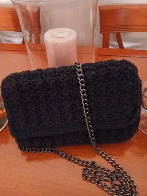 Handmade bag with inner lining and pocket, black