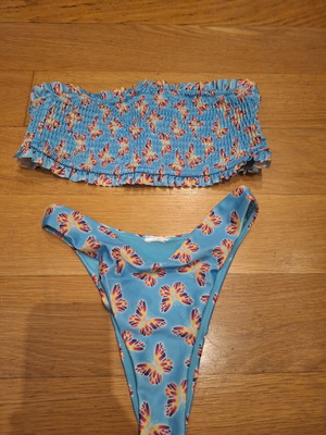 H&M Strapless Bikini like new, size S, colorful turquoise