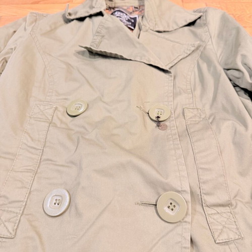 Bershka women's khaki trench coat size Medium used with belt