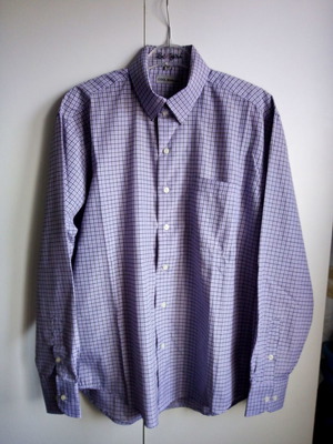 Мъжка памучна риза Coolman Style размер M, бяла и лилава, като нова