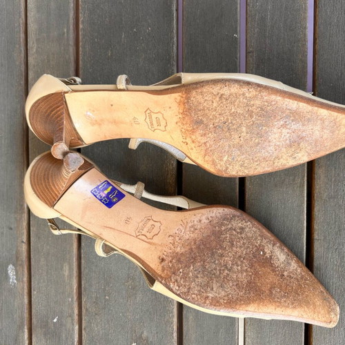 Petridis leather summer pumps used, size 40, beige