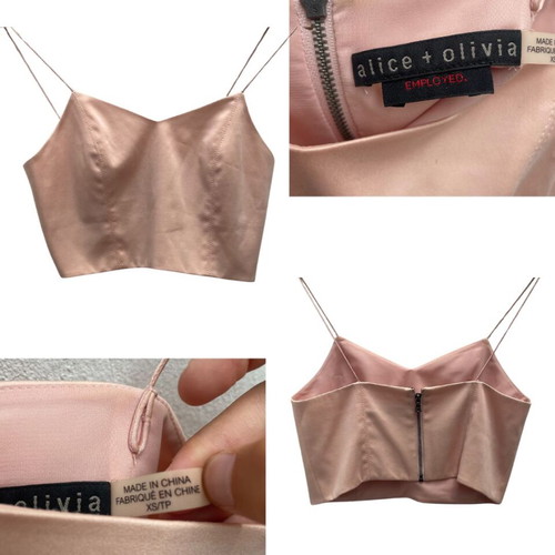 Alice + Olivia Pink Satin Cropped Camisole Top used
