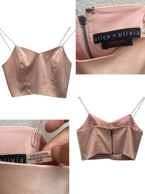 Alice + Olivia Κοντό Σατέν Τοπ Με Τιράντες Μεταχειρισμένο, Ροζ, XS