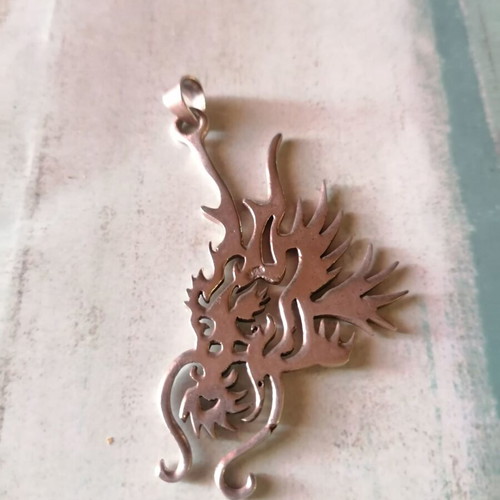 Silver 925 pendant with tribal dragon new