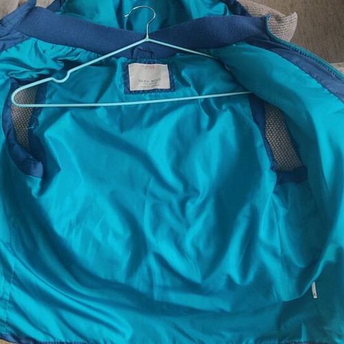 Zara sleeveless jacket blue with hood 13/14 years like new