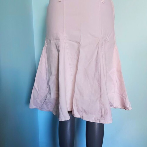 Vintage Italian denim skirt used, elastic, pale pink, sizes M/L