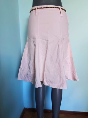 Vintage Italian denim skirt used, elastic, pale pink, sizes M/L