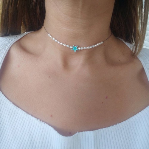 Necklace and bracelet set with pearls, handmade