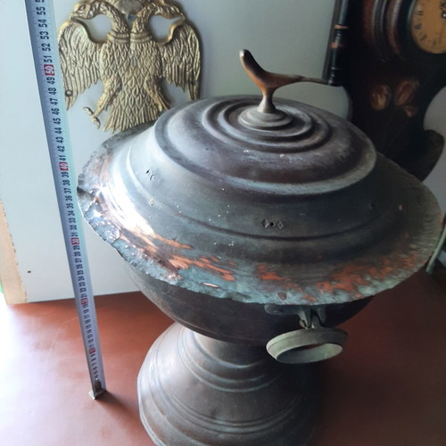 Prewar copper mangali with brass handles used
