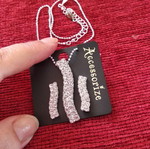 Jewelry set modern pendant and earrings silver with white rhinestones new