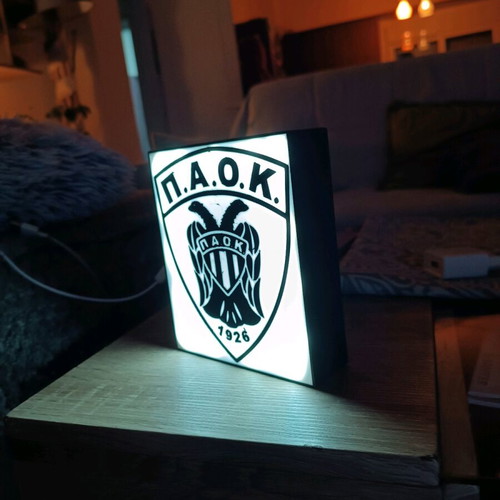 Light box PAOK new with emblem 14.5x12.5 cm
