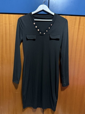 Black dress with gold buttons, new, size L