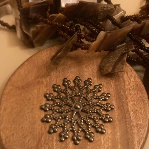 Handmade necklace like new with natural horn and wooden beads