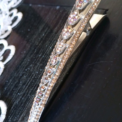 Vintage hair clip with iridescent rhinestones like new