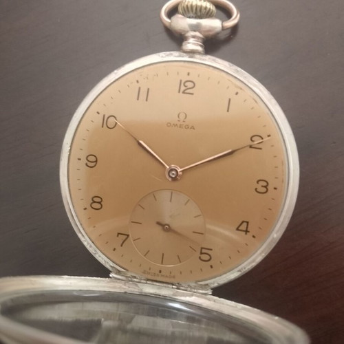 Omega Lepine Pocket Watch like new, silver 0.800, 1950