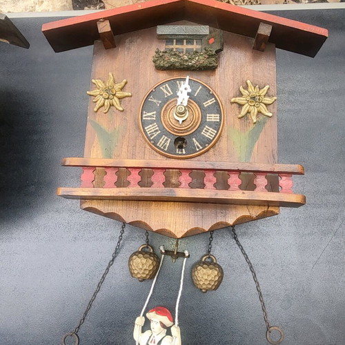 Cuckoo wall clocks used, set of 4 antique 1930-1950