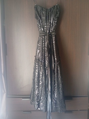 Maxi lace women's dress like new, black and silver