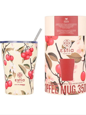 Estia Save The Aegean travel mug new, recyclable 350ml with straw