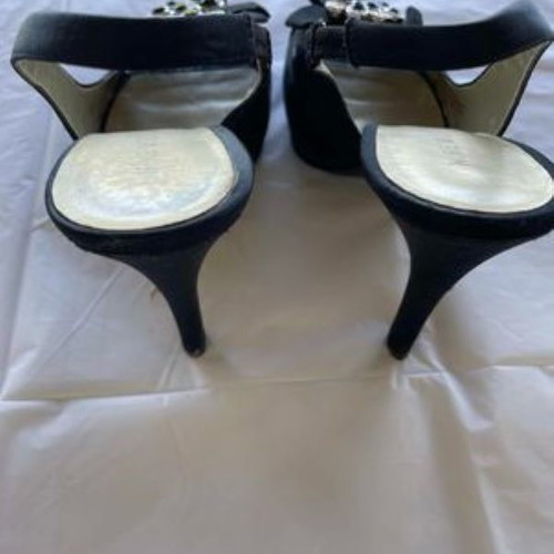 Nine West satin black high heel sandals used size 38