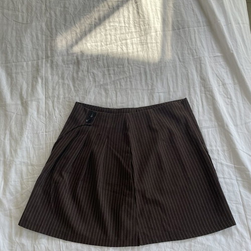 Shein brown mini skirt with white stripes, like new, size XL 42