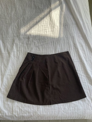 Shein brown mini skirt with white stripes, like new, size XL 42