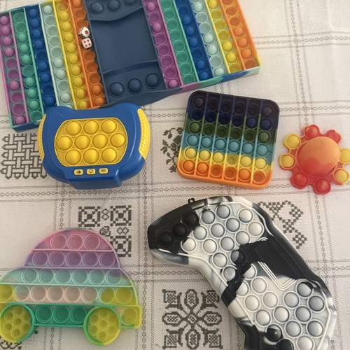 Pop It toys and case used, set