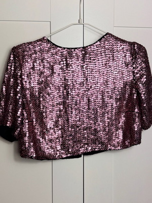 True Decadence women's crop blouse with fuchsia pink sequins L used