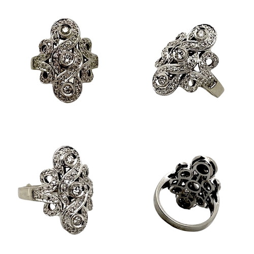 18k Art Deco ring new with brilliant diamonds