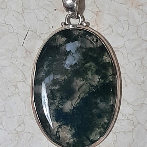 Pendant in 925 silver with moss agate new