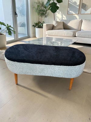 Modern fabric pouf bench 88x35x45cm with wooden legs new