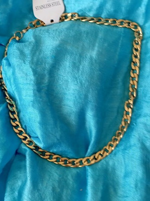 Αλυσίδα λαιμού καινούρια, ανοξείδωτο ατσάλι, χρυσό χρώμα